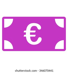 Euro Banknote vector icon. Style is flat symbol, violet color, rounded angles, white background.