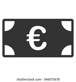 Euro Banknote vector icon. Style is flat symbol, gray color, rounded angles, white background.