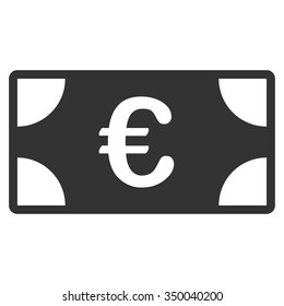 Euro Banknote vector icon. Style is flat symbol, gray color, rounded angles, white background.