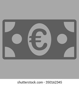 Euro Banknote vector icon. Style is flat symbol, dark gray color, rounded angles, silver background.