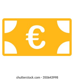 Euro Banknote vector icon. Style is flat symbol, yellow color, rounded angles, white background.