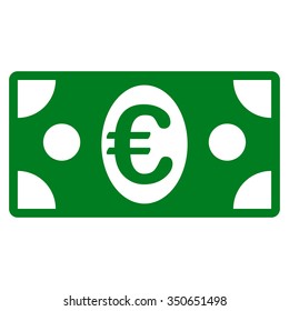Euro Banknote vector icon. Style is flat symbol, green color, rounded angles, white background.
