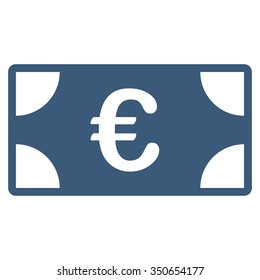 Euro Banknote vector icon. Style is flat symbol, blue color, rounded angles, white background.