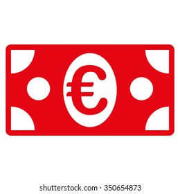 Euro Banknote vector icon. Style is flat symbol, intensive red color, rounded angles, white background.