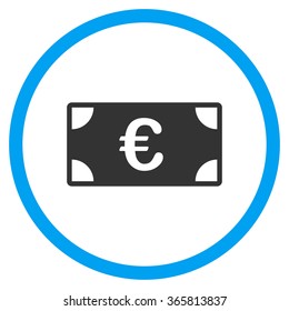 Euro Banknote vector icon. Style is bicolor flat circled symbol, blue and gray colors, rounded angles, white background.