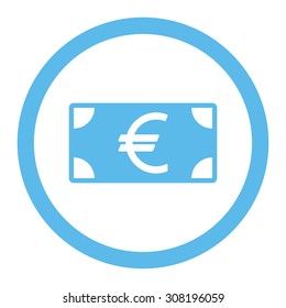 Euro banknote vector icon. This flat rounded symbol uses blue color and isolated on a white background.