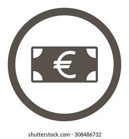 Euro banknote vector icon. This flat rounded symbol uses grey color and isolated on a white background.