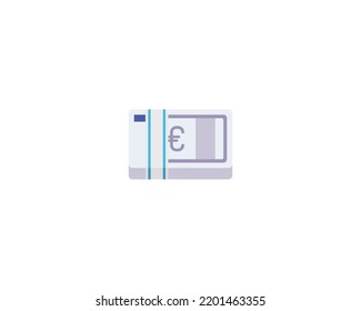 Euro Banknote Vector Isolated Emoji Icon. Euro Banknote Emoticon