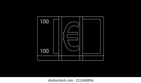 Icono aislado del vector de billetes en euros. Ilustración del emoji del billete en euros. Emoticono aislado del vector de billetes del euro