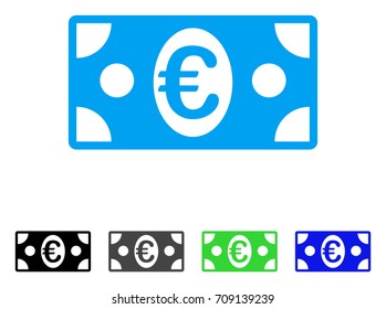 Euro Banknote vector pictogram. Style is a flat graphic symbol in black, gray, blue, green color variants. Designed for web and mobile apps.