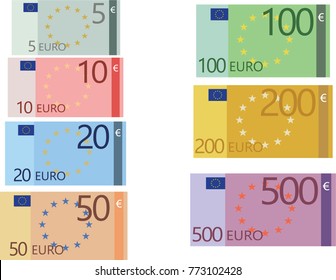 Euro banknotes collection
