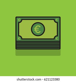 Euro Banknotes Currency Money Stack with shadow concept. Vector illustration.