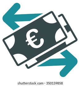 Euro Banknotes Payments vector icon. Style is bicolor flat symbol, soft blue colors, rounded angles, white background.