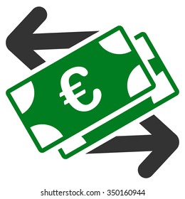Euro Banknotes Payments vector icon. Style is bicolor flat symbol, green and gray colors, rounded angles, white background.