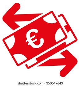Euro Banknotes Payments vector icon. Style is flat symbol, red color, rounded angles, white background.