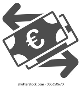 Euro Banknotes Payments vector icon. Style is flat symbol, gray color, rounded angles, white background.