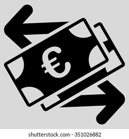 Euro Banknotes Payments vector icon. Style is flat symbol, black color, rounded angles, light gray background.