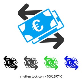 Euro Banknotes Payments vector pictogram. Style is a flat graphic symbol in black, grey, blue, green color variants. Designed for web and mobile apps.
