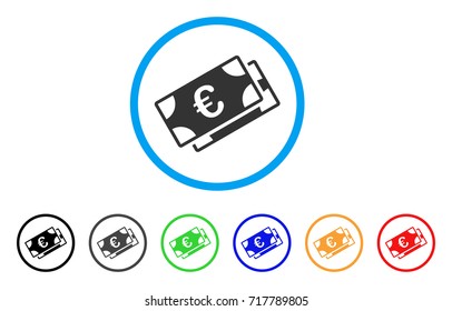Euro Banknotes rounded icon. Style is a flat Euro banknotes grey symbol inside light blue circle with black, gray, green, blue, red, orange versions. Vector designed for web and software interfaces.