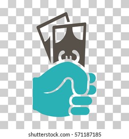 Euro Banknotes Salary icon. Vector illustration style is flat iconic bicolor symbol, grey and cyan colors, transparent background. Designed for web and software interfaces.