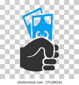 Euro Banknotes Salary icon. Vector illustration style is flat iconic bicolor symbol, blue and gray colors, transparent background. Designed for web and software interfaces.