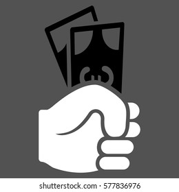 Euro Banknotes Salary vector icon. Flat bicolor black and white symbol. Pictogram is isolated on a gray background. Designed for web and software interfaces.