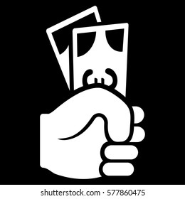 Euro Banknotes Salary vector icon. Flat white symbol. Pictogram is isolated on a black background. Designed for web and software interfaces.