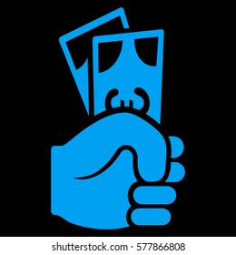Euro Banknotes Salary vector icon. Flat blue symbol. Pictogram is isolated on a black background. Designed for web and software interfaces.