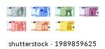 Euro banknotes set. Paper money. Simple, flat style. Vector illustration