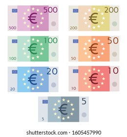 Euro banknotes. Simple design. Graphic vector illustration.