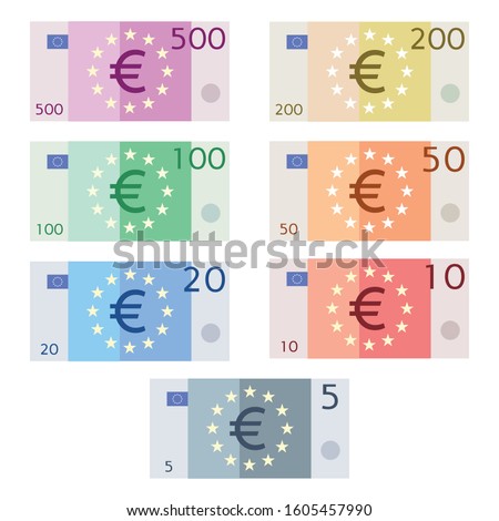 Euro banknotes. Simple design. Graphic vector illustration.