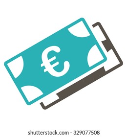 Euro Banknotes vector icon. Style is bicolor flat symbol, grey and cyan colors, rounded angles, white background.