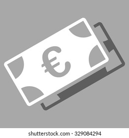 Euro Banknotes vector icon. Style is bicolor flat symbol, dark gray and white colors, rounded angles, silver background.