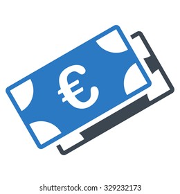 Euro Banknotes vector icon. Style is bicolor flat symbol, smooth blue colors, rounded angles, white background.