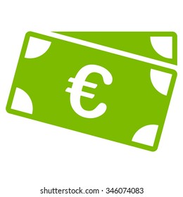 Euro Banknotes vector icon. Style is flat symbol, eco green color, rounded angles, white background.