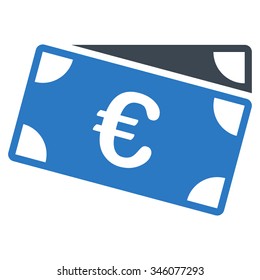 Euro Banknotes vector icon. Style is bicolor flat symbol, smooth blue colors, rounded angles, white background.