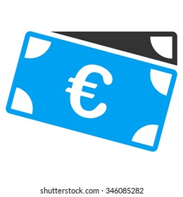 Euro Banknotes vector icon. Style is bicolor flat symbol, blue and gray colors, rounded angles, white background.