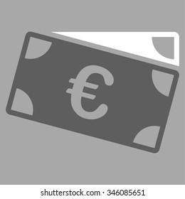Euro Banknotes vector icon. Style is bicolor flat symbol, dark gray and white colors, rounded angles, silver background.