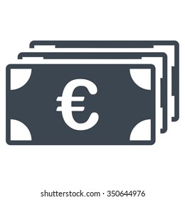 Euro Banknotes vector icon. Style is flat symbol, smooth blue color, rounded angles, white background.