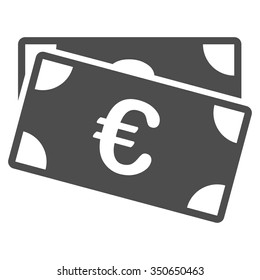 Euro Banknotes vector icon. Style is flat symbol, gray color, rounded angles, white background.