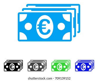 Euro Banknotes vector pictogram. Style is a flat graphic symbol in black, gray, blue, green color versions. Designed for web and mobile apps.