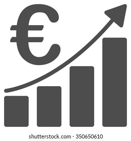 Euro Bar Chart vector icon. Style is flat symbol, gray color, rounded angles, white background.