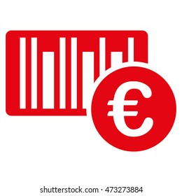 Euro Bar Code Price icon. Vector style is flat iconic symbol, red color, white background.