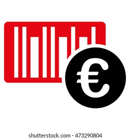 Euro Bar Code Price icon. Vector style is bicolor flat iconic symbol, intensive red and black colors, white background.