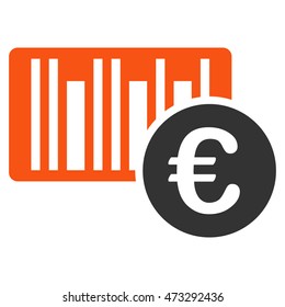 Euro Bar Code Price icon. Vector style is bicolor flat iconic symbol, orange and gray colors, white background.
