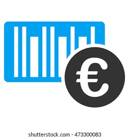 Euro Bar Code Price icon. Vector style is bicolor flat iconic symbol, blue and gray colors, white background.