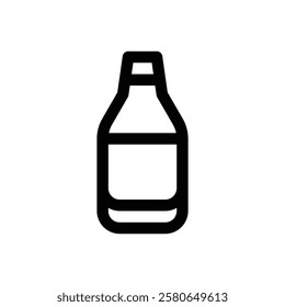 Euro beer bottle. Editable stroke vector icon.