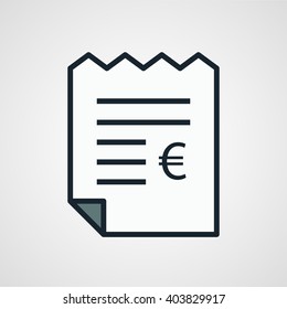 Euro bill invoice vector icon