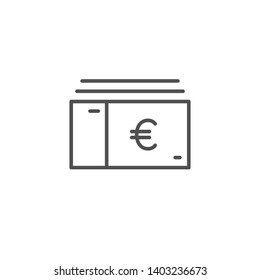 Euro bill vector icon. Eur money cash line outline sign, linear thin symbol, flat flat design for web, website, mobile app.