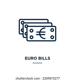 euro bills icon from business collection. Thin linear euro bills, bank, euro outline icon isolated on white background. Line vector euro bills sign, symbol for web and mobile